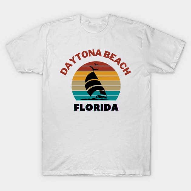 Daytona Beach Florida Retro Vintage Sunset T-Shirt by AdrianaHolmesArt